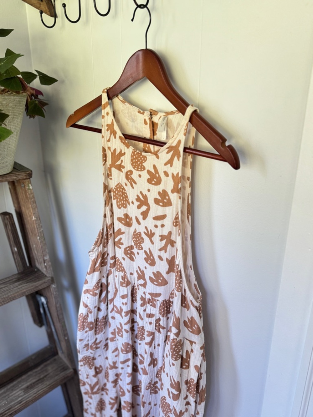 ✨Rylee + Cru Abstract Print Maxi Dress L Boho Pockets - Picture 3 of 7